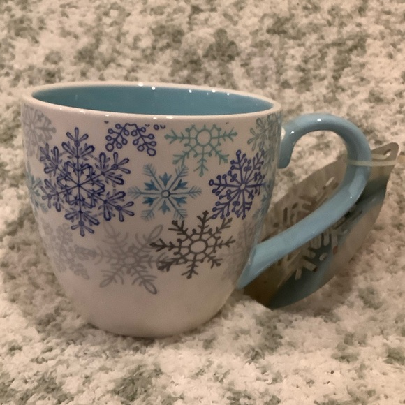 Stoneware Snowflake coffee capuccino Mug w/ snowflake Stencil NWT 14oz England - Picture 8 of 16